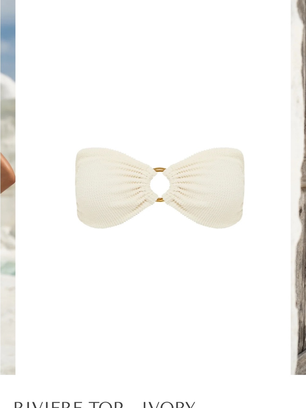 Somerfield Swim Cream Smocked Bandeau Bikini Top